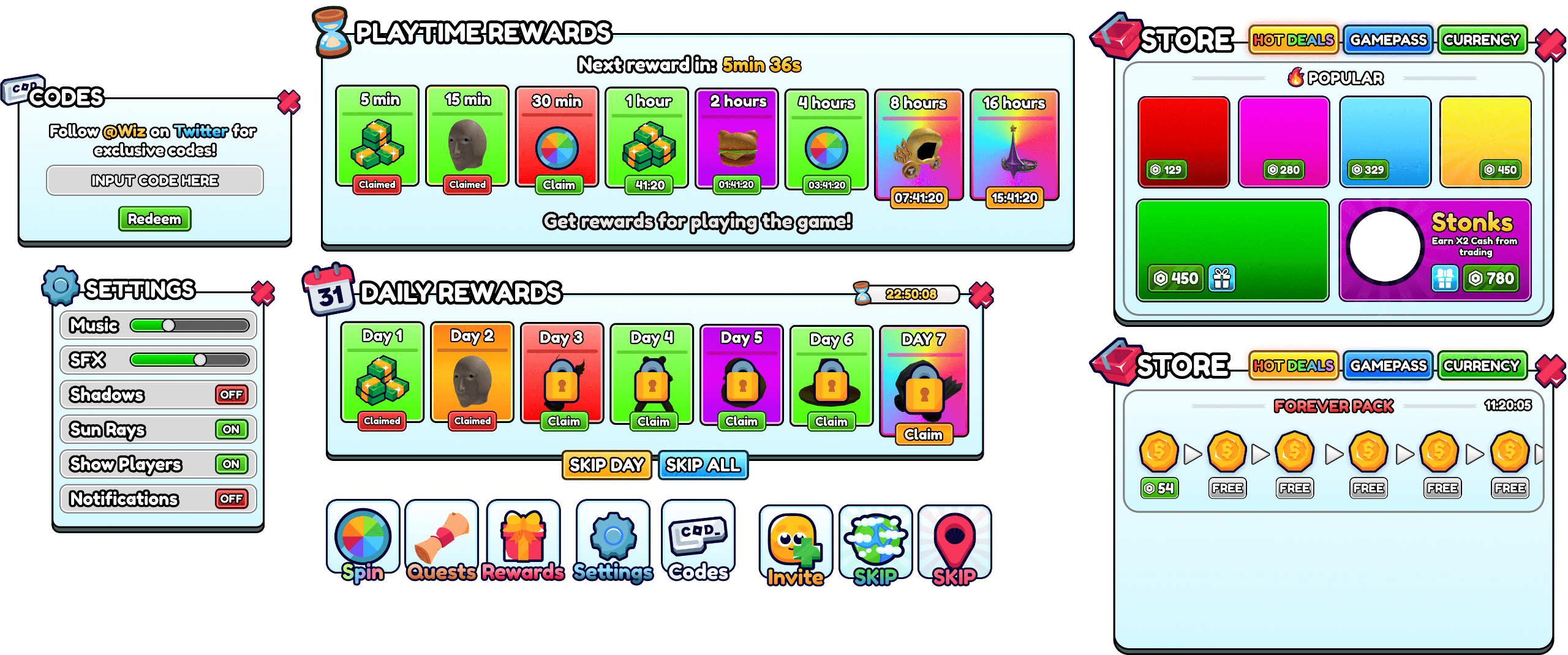 A user interface for a Simulator game.